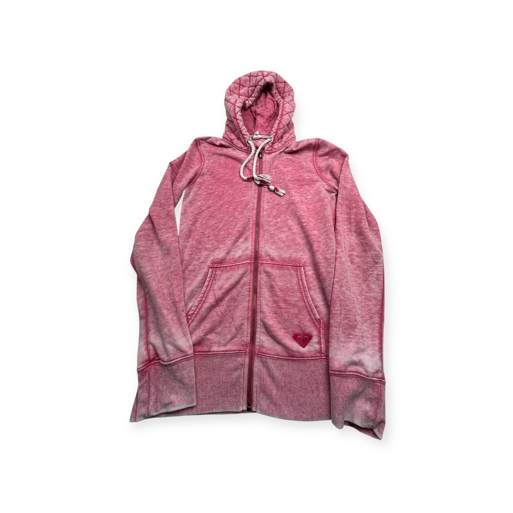 Roxy Womens Pink Acid Wash Full Zip Hoodie Quilted‎ Hood ARJFT03296 Size XS